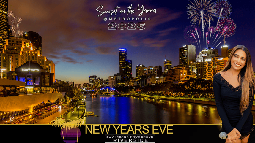 Melbourne New Years Eve, along the Yarra river in Southbank