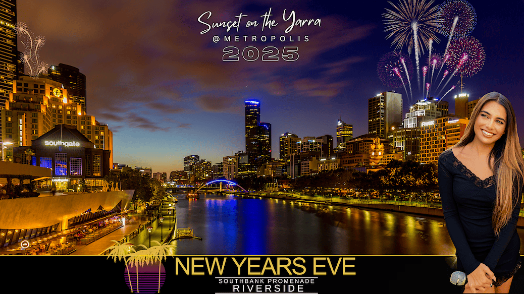 Melbourne New Years Eve, along the Yarra river in Southbank